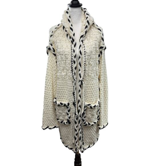 Smythe x Augden Sweater Size XS Long Oversized Open Knit Crochet Alpaca Wool - Picture 1 of 14